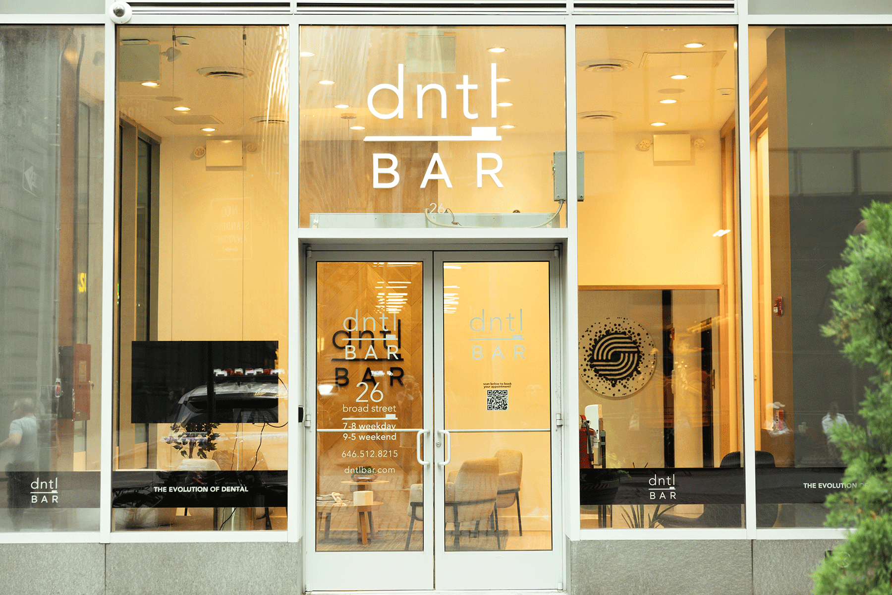 the entrance of a dntl bar office, a convenient dentist in NYC