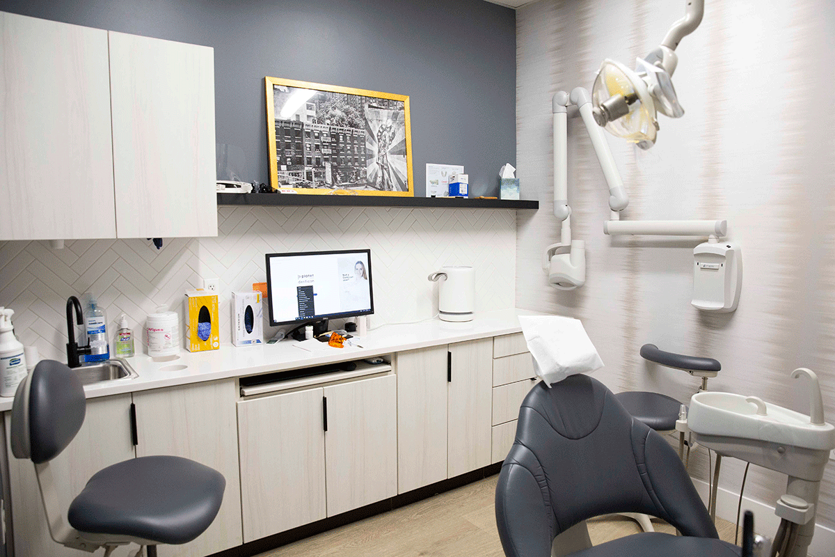 an office where a dentist conducts routine dental exams